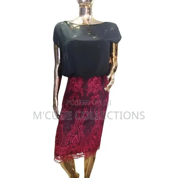 Black Top With Burgundy Lace Skirt Dress · Photo 1