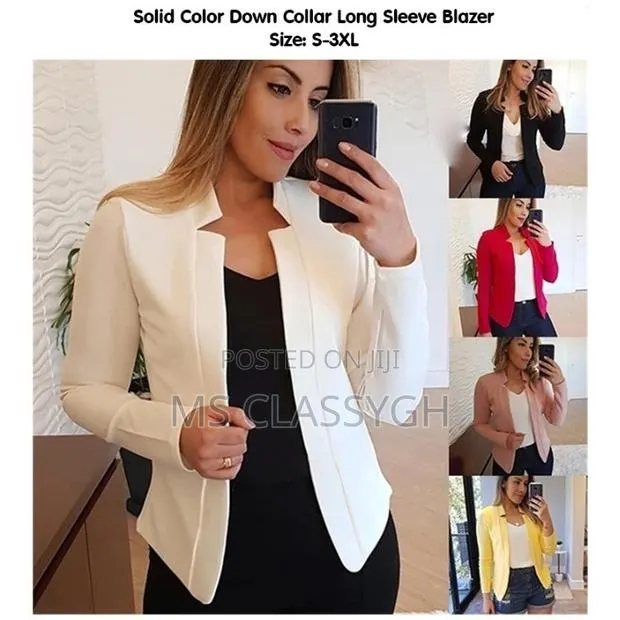 Office Blazer Suit Solid Color Cardigan All-Match Polyester · Photo 1