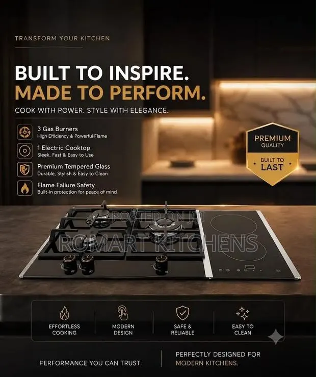 Kenwood 90cm Hybrid Cooktop 3 Gas and 2 Electric. With Auto Ignition. · Photo 1