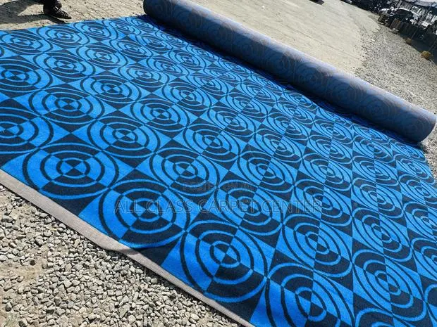 Blue With Black Design Fluffy Carpet · Photo 1