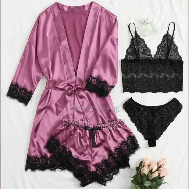Sexy Women's Satin Pajama 4-Piece Set · Photo 1