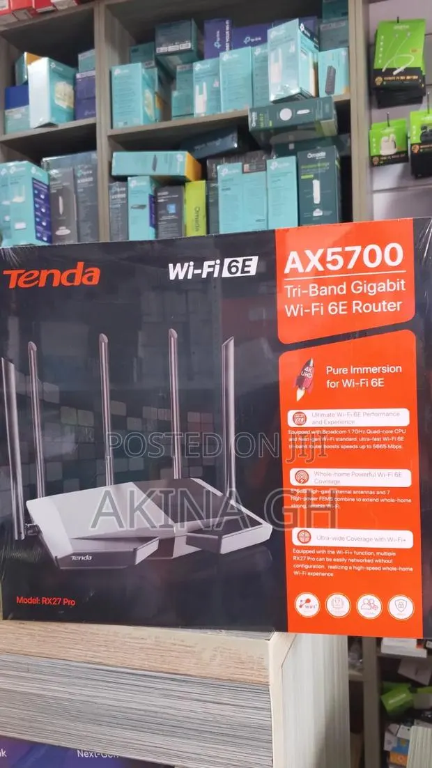 Tenda Wifi 6e AX5700 Tri Band Gigabit Router/ RX27 PRO · Photo 1