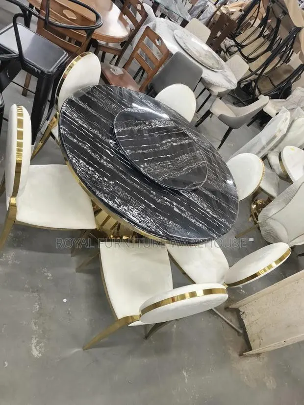 Marble Elegance 6 Seater Golden Dinning Set With a Velvet Seater · Photo 1