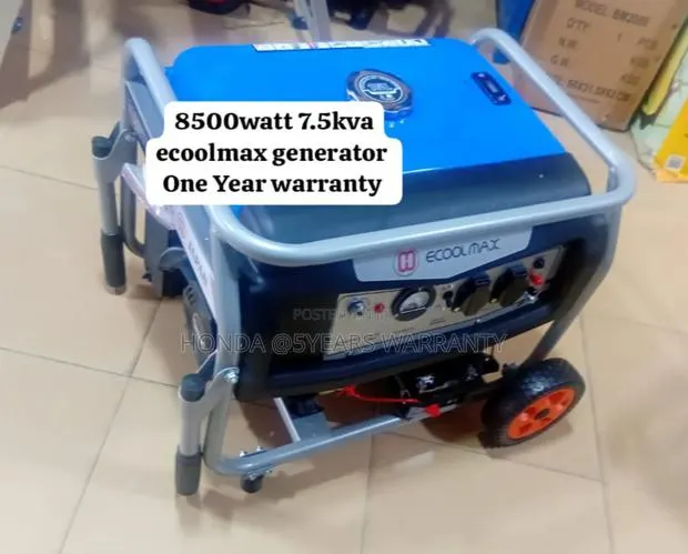 Portable and Easy Start Ecoolmax 7.5kva 8500watt Petrol · Photo 1