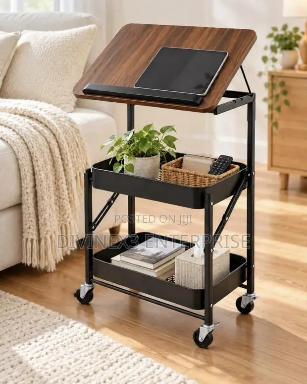 Adjustable 2-Tier Rolling Storage Cart · Photo 1