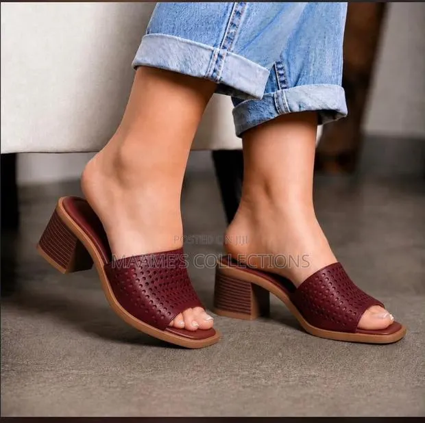 Women's Perforated Block-Heel Mule Sandals · Photo 1