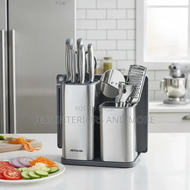 Arshia 11-Piece Stainless Steel Knife Set With Cutting Board · Photo 1