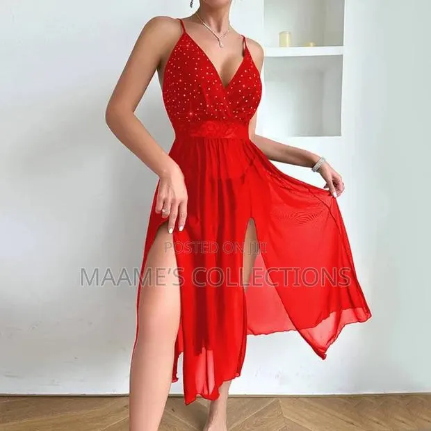 Nightdress Lingerie Long Transparent Shiny Strap Sleepwear · Photo 1