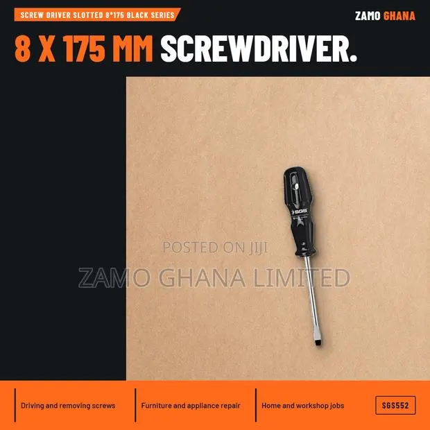 Screw Driver Slotted 8*175 Black Series - SGS552 · Photo 1