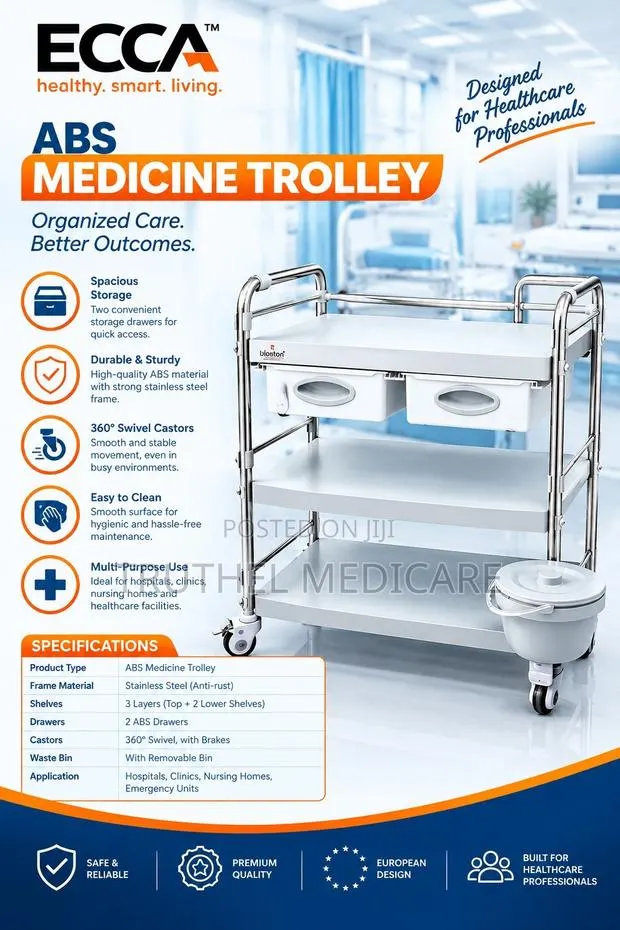 Bug ABS/Stainless Medicine Trolley(Double Drawer) · Photo 1
