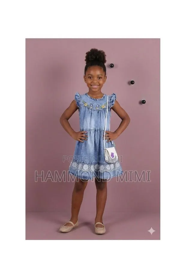 Blue Embroidered Guipure Girls' Dress · Photo 1