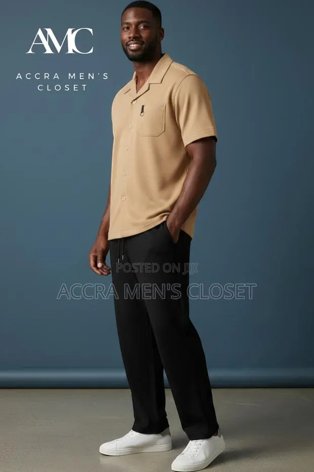 Men's Two Piece Set, Short Sleeve Casual Shirt Matching Trousers · Photo 1