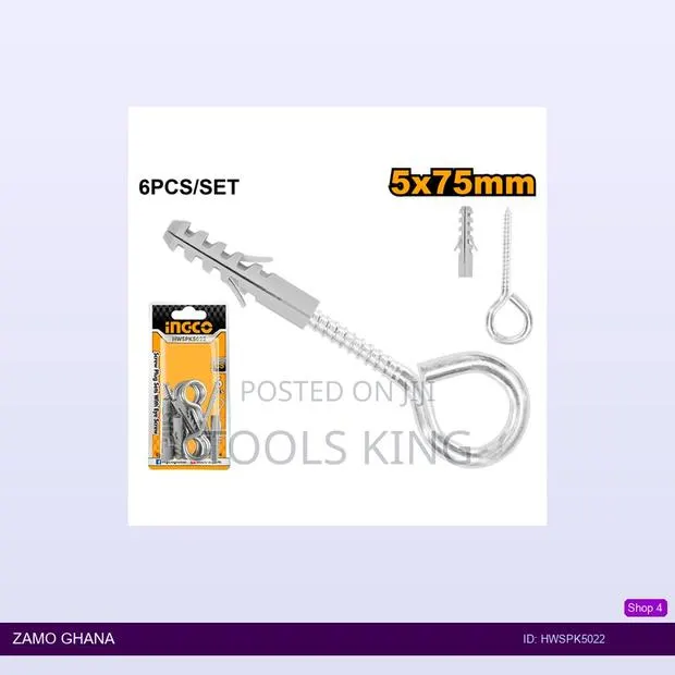 Screw Plug Sets With Eye Screw 5x75mm - Hwspk5022 · Photo 1
