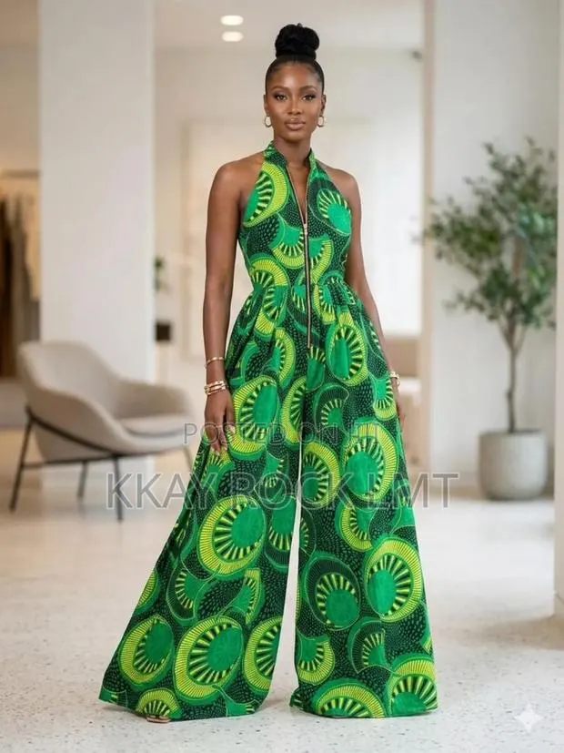Beautiful Long Halterneck Ankara Style Jumpsuit · Photo 1
