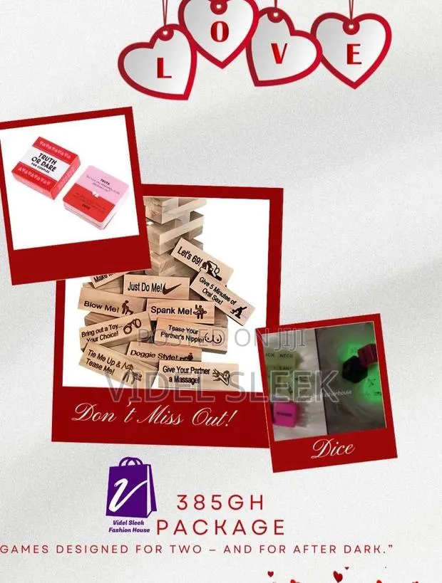 Couple Packages Game Cards, Adult Jenga And Dice · Photo 1