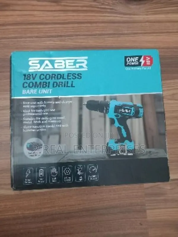 Saber 18v One Battery Combi Drill Bare Unit - Blue and Black · Photo 1