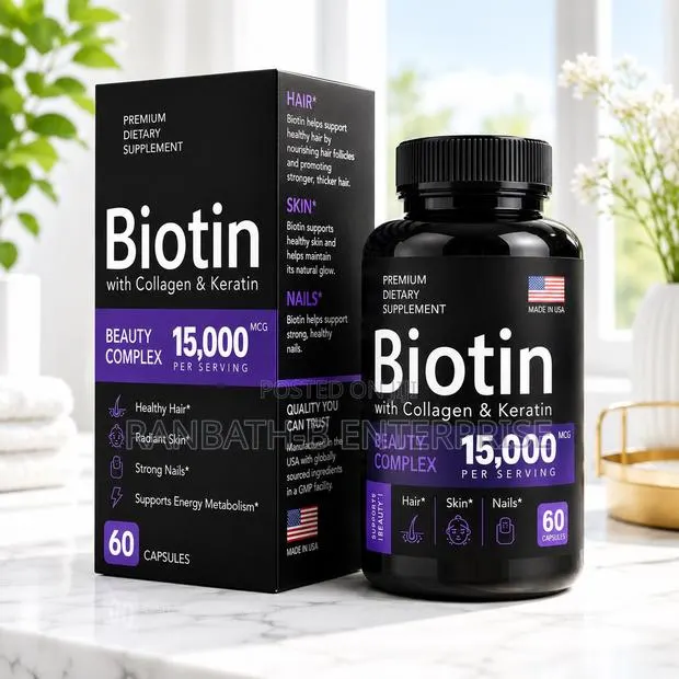 Biotin 15,000 MCG With Collagen Keratin – 60 Capsules · Photo 1