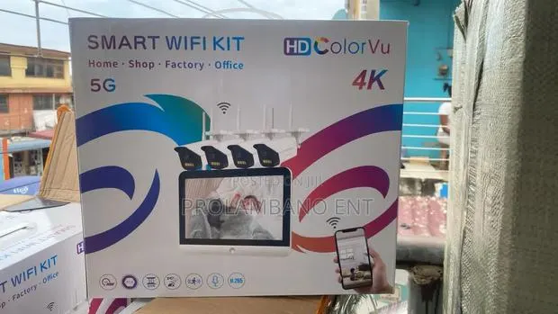 4 Channels Smart Wireless WIFI CCTV Kit With Monitor - HD ColorVu - 5G · Photo 1