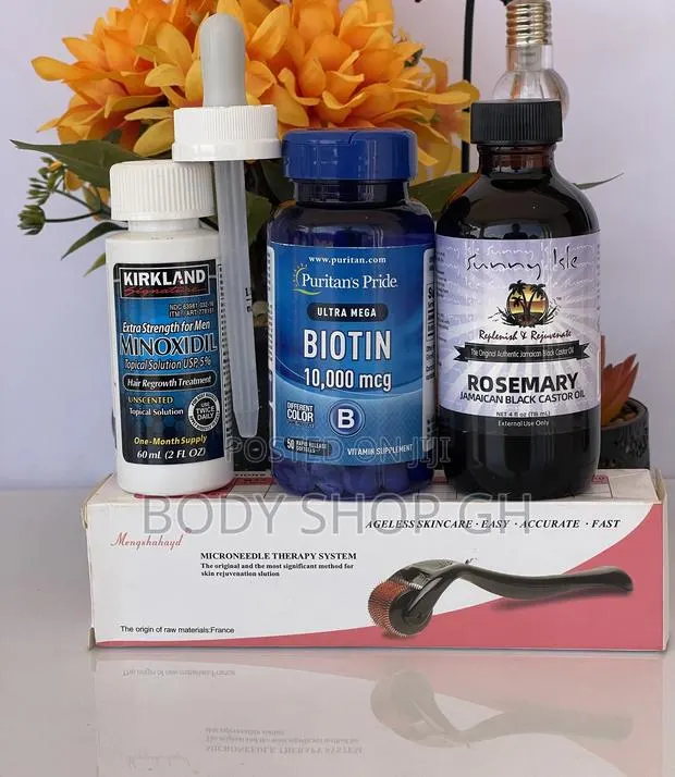 Kirkland Minoxidil + Biotin + Rosemary Oil + Derma Roller · Photo 1