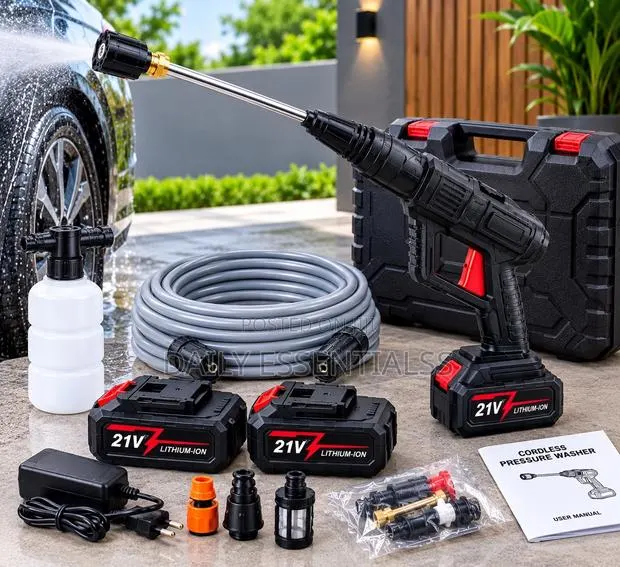 Cordless 21V Pressure Washer Set With Hose and 2 Batteries · Photo 1