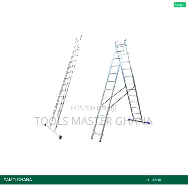 2x10 Steps Double Slide Ladder Aluminium - Lz2110 · Photo 1
