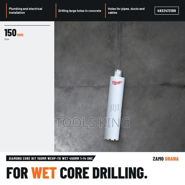 Diamond Core Bit 150Mm WCHP-Tk Wet 450Mm 1-14 Unc - · Photo 1