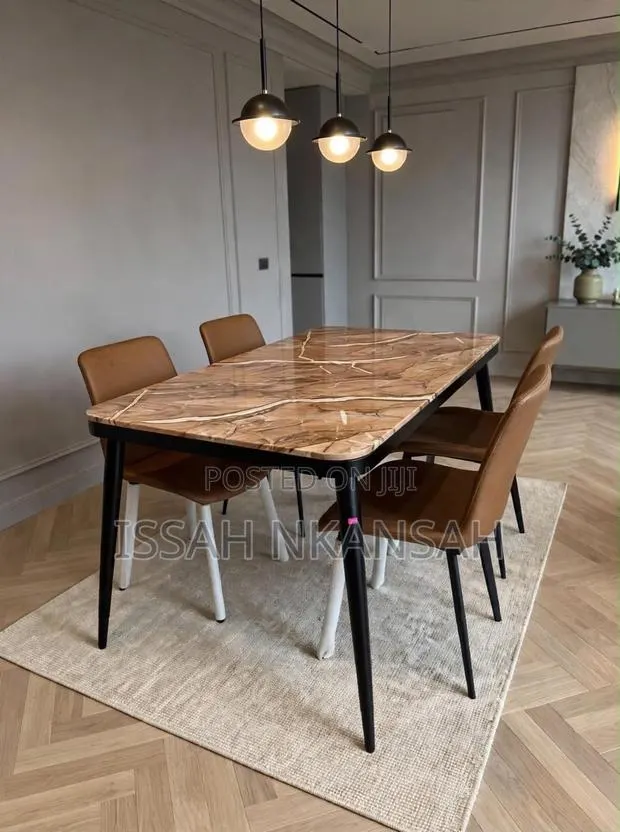 Brown Marble Vein 4 Seater Dining Chairs · Photo 1