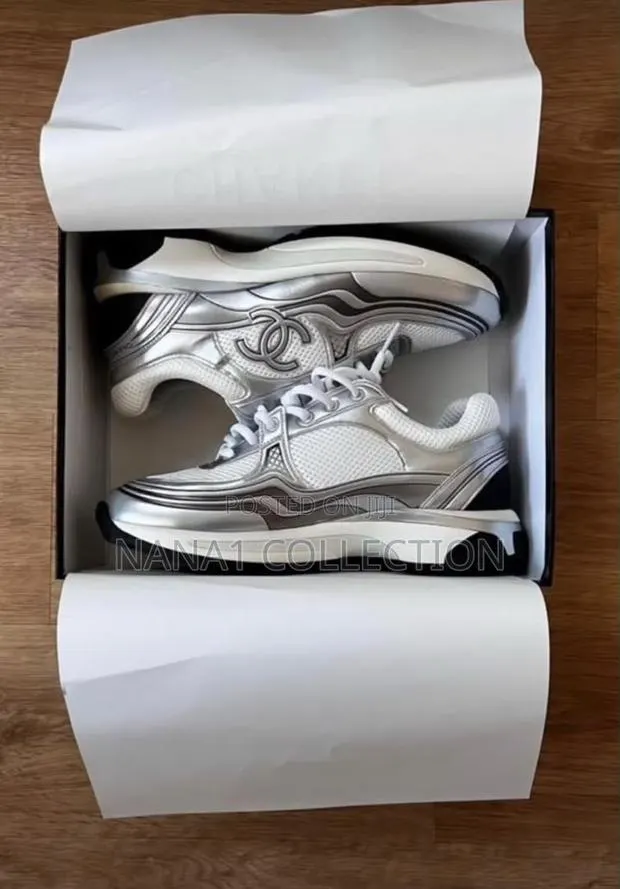White Silver Chanel Sneakers · Photo 1