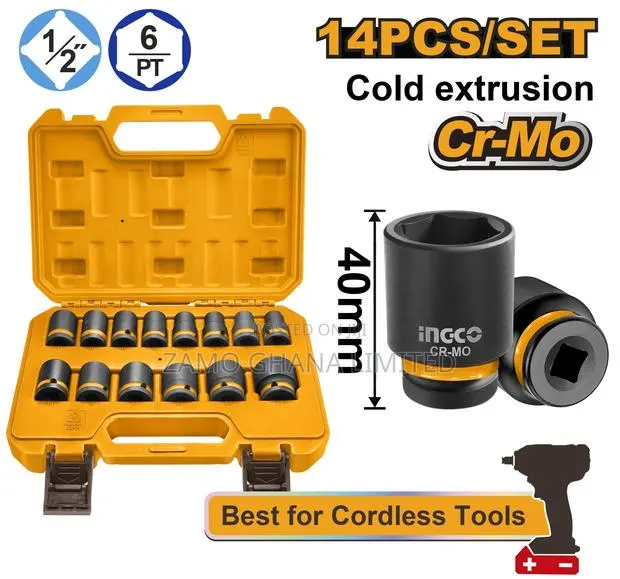 14 Pcs 1/2"Dr. Impact Socket Set - Hkissd12141 · Photo 1