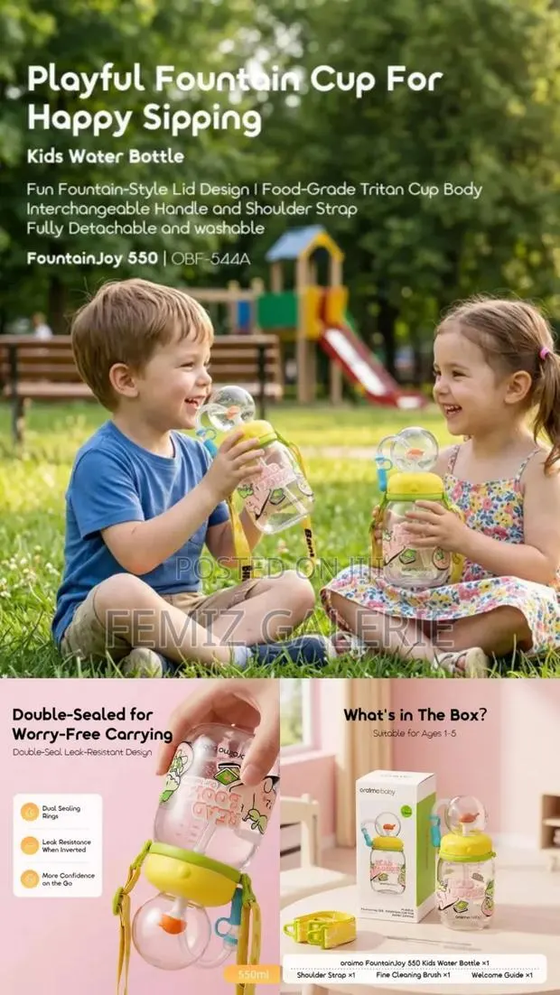 Oraimo FountainJoy 550 550ml LeakProof Tritan Design Kids Water Bottle · Photo 3