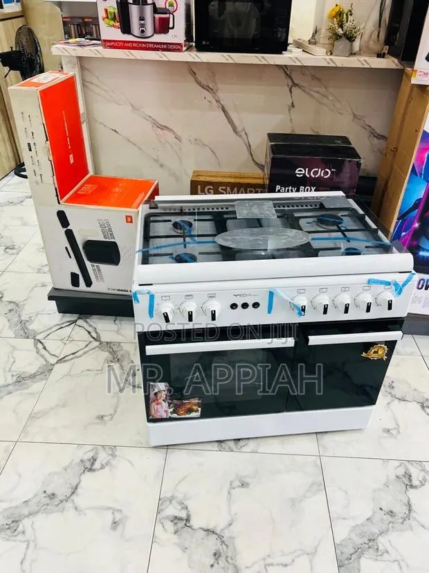 Get Unique Mediatech 5 Gas Burner Oven and Grill Auto Rotisserie,White · Photo 1