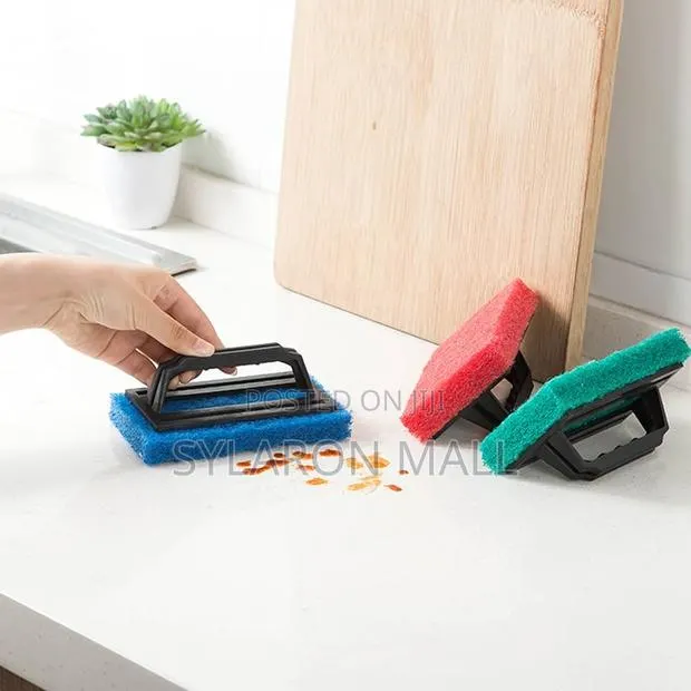 Multipurpose Handle Scrubber Pad – Heavy Duty Kitchen Home Cleaning · Photo 1