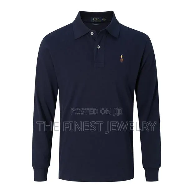 Polo Ralph Lauren Long-Sleeve Polo Shirt in Navy Blue