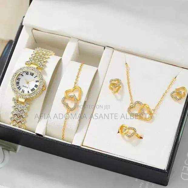 6pieces Rhinestone Jewelry Set(Watch,Bracelet,Ring,Earrings) · Photo 1
