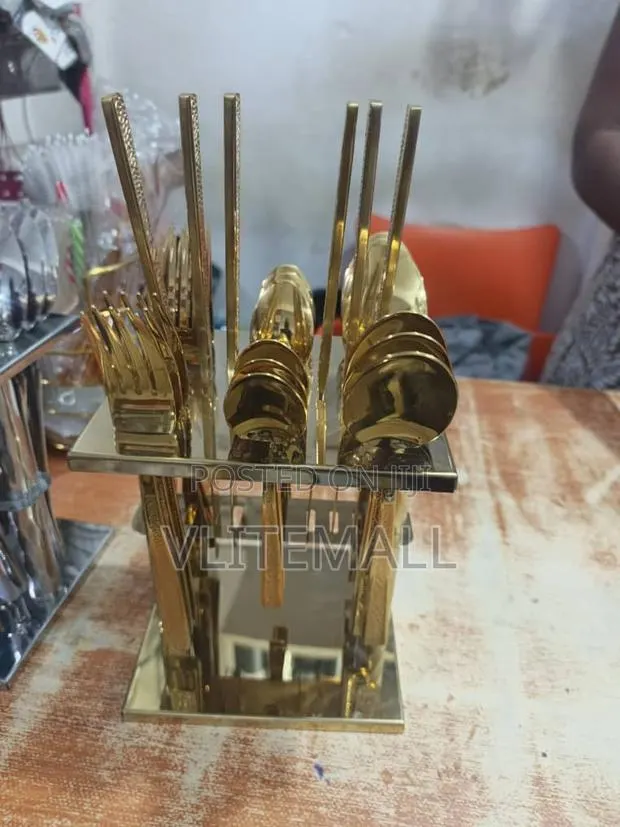 24-Piece Stainless Steel Cutlery Sets With Matching Storage Stands. · Photo 1
