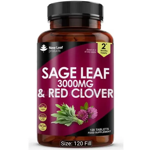 Sage Leaf Red Clover Tablets for Menopause-120 Potent 3000mg Tablets · Photo 1