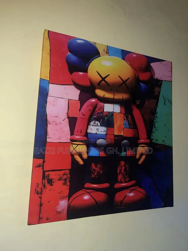 Real Cloth Colorful, Abstract, and Graffiti X" Eyes Kaws Canvas Frame · Photo 1