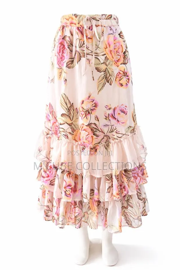 Floral Ruffle-Tier Midi Skirt · Photo 1