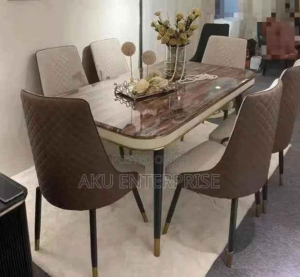 Italian-Style Marble Dining Table Chair Set · Photo 1