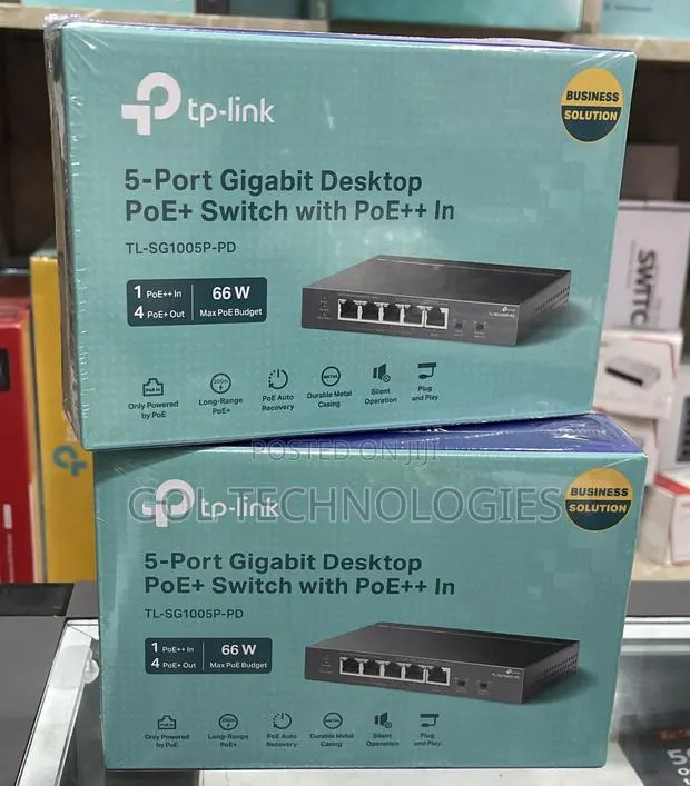 To- Link Tl-Sg1005p-P 5-Port Gigabit Desktop Poe+ Switch With Poe++ In · Photo 1