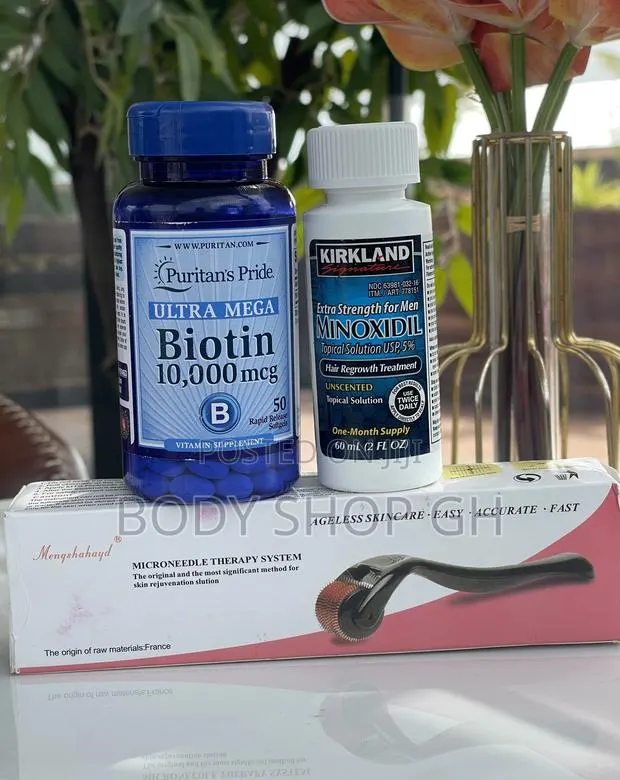 Beard and Hairline Regrowth KIT - Kirkland + Biotin + Roller · Photo 1