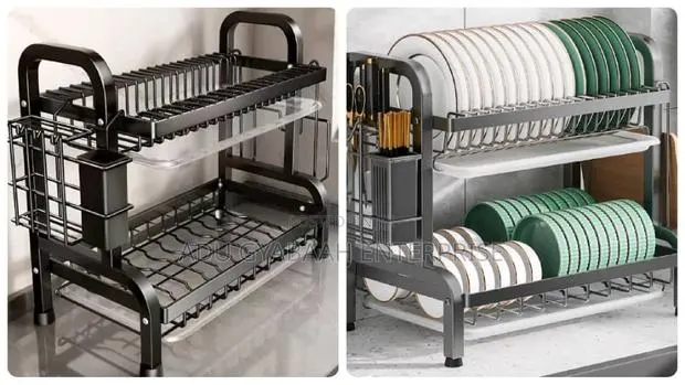 2-Tier Dish Storage Rack With Utensils Holder · Photo 1