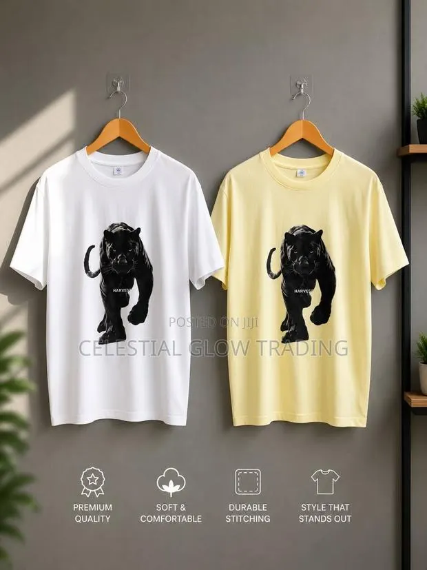 White Panther Graphic Print T‐Shirt – Casual Crew Neck Tee · Photo 1