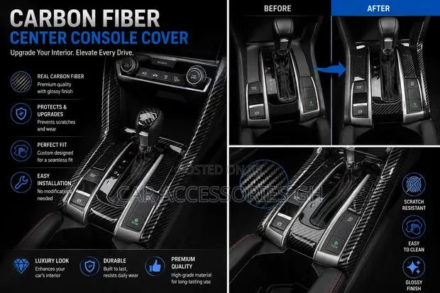 Honda Civic Carbon Fiber Center Console Cover · Photo 1