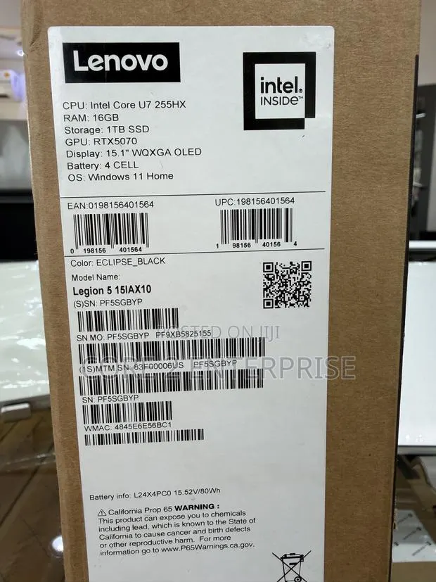 New Laptop Lenovo Legion 5 16GB Intel Core Ultra 7 SSD 1T · Photo 1