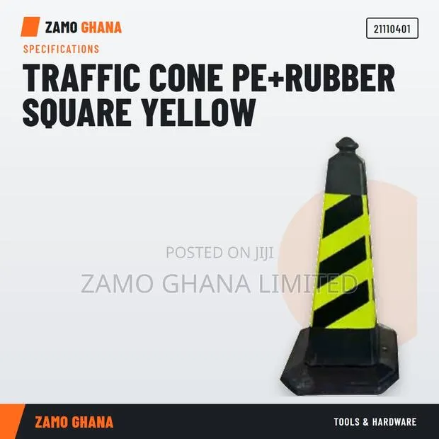 Traffic Cone Pe+Rubber Square Yellow - · Photo 1