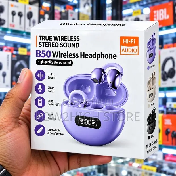 B50 Open-Ear Clip-on TWS Bluetooth Earbuds - Low2High · Photo 1