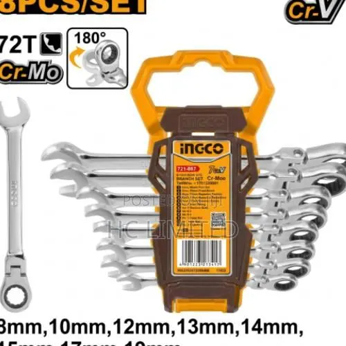 Ingco 8 Pcs Flexible Ratchet Spanner Set - Hkspar1083 · Photo 1