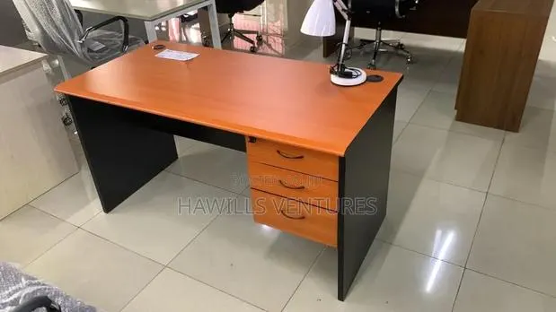Standard 140cm Desk Pair With Black Frame and Drawer Attached. · Photo 1
