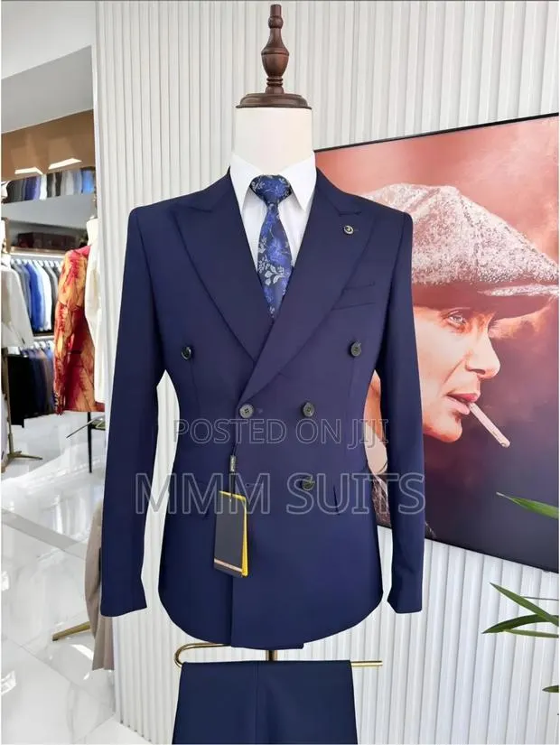 Simple Classic 2-Piece Double-Breasted Men's Suit Melano Blue-Black · Photo 1